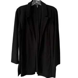 Eileen Fisher Women's Black Open Front Long Line Blazer in Size PL